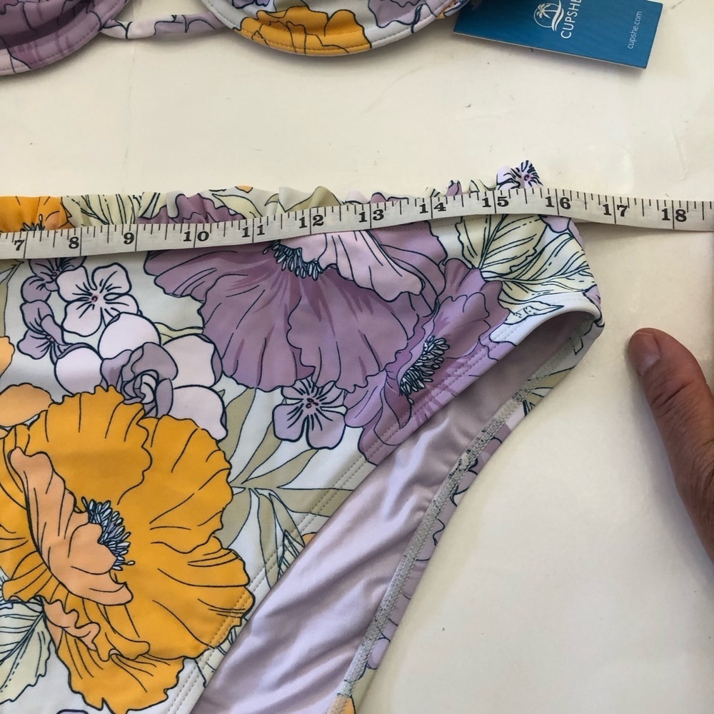 Women's Cupshe Floral Print Underwire Top & High Waist Cheeky Bikini Set Size XL - Picture 13 of 16